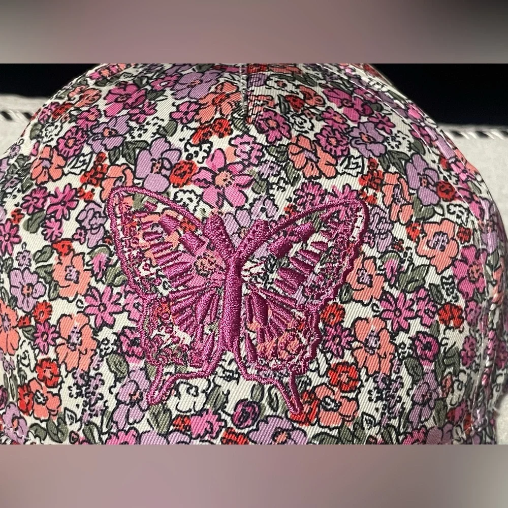 🔴‎ 3/$12 Wonder Nation Girl’s Floral Butterfly Embroidered Baseball Cap! NWT!